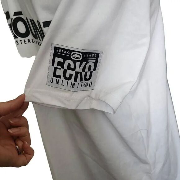 Ecko Unltd. Men's Size Medium White Logo Short Sleeve Shirt - Picture 3 of 7